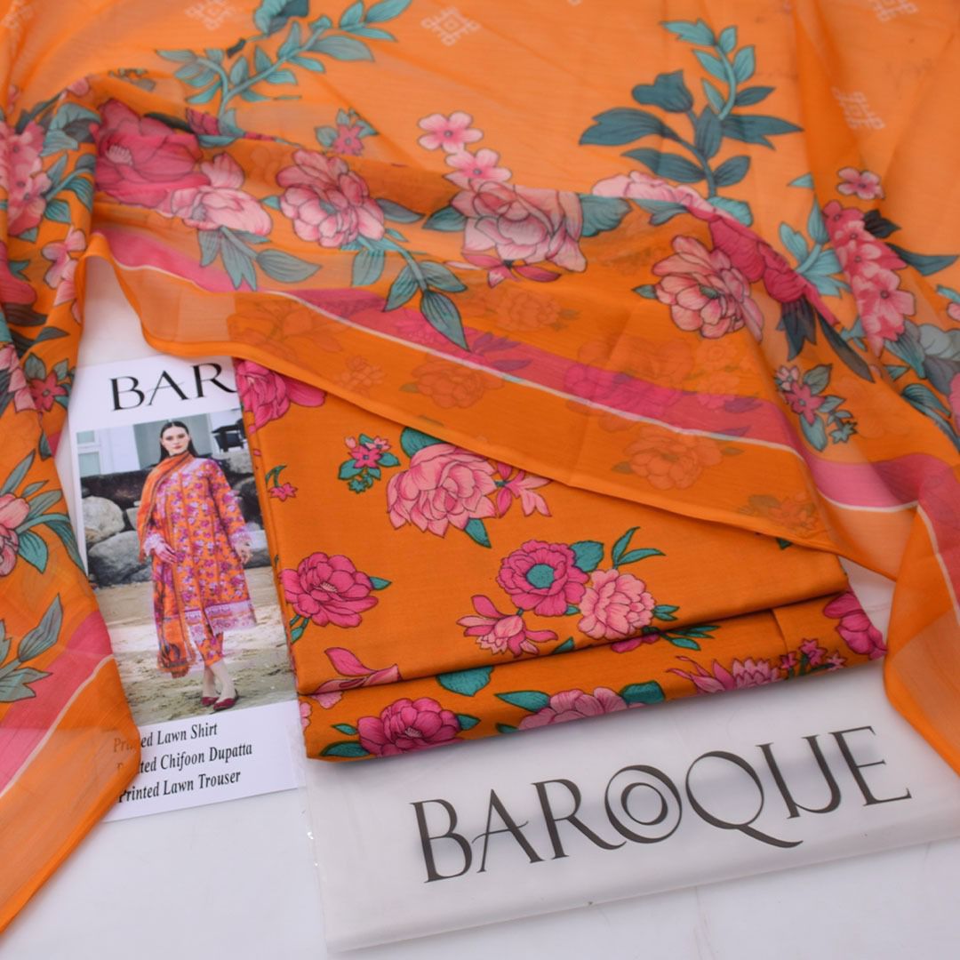 Printed Shiffon Dupatta 3 Pcs D-12