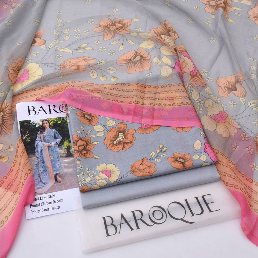 Printed Shiffon Dupatta 3 Pcs D-24