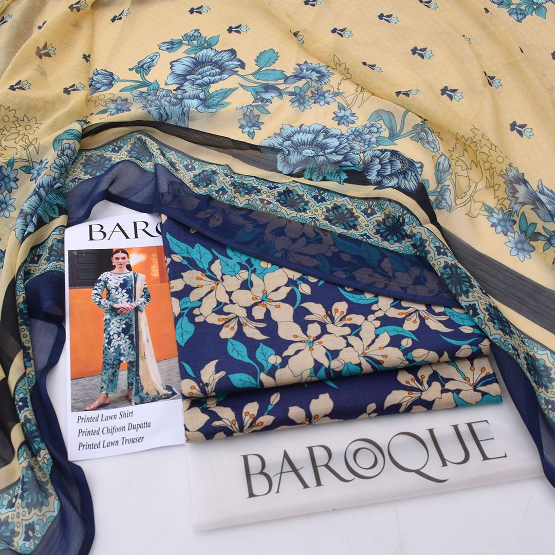 Printed Shiffon Dupatta 3 Pcs D-36