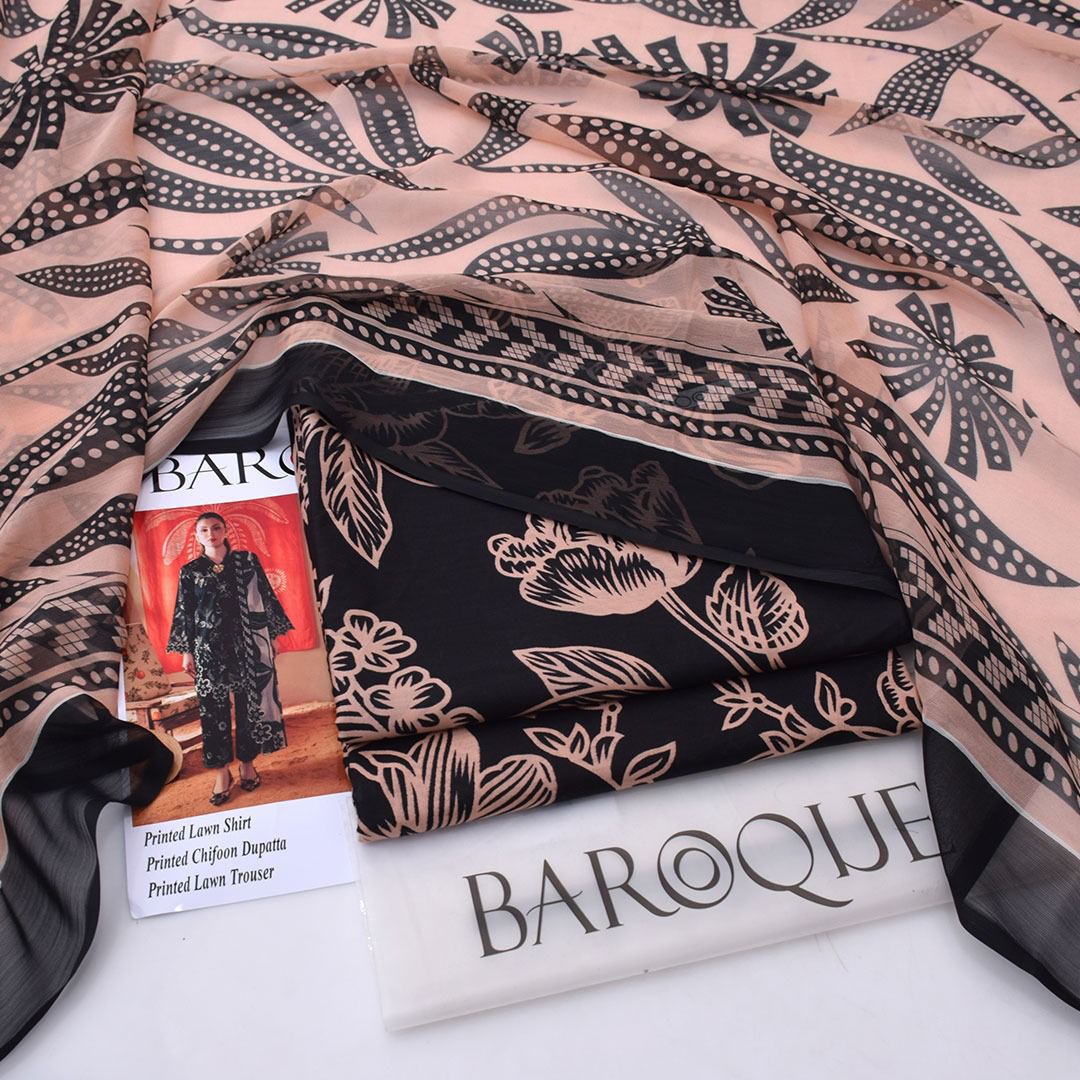 Printed Shiffon Dupatta 3 Pcs D-28