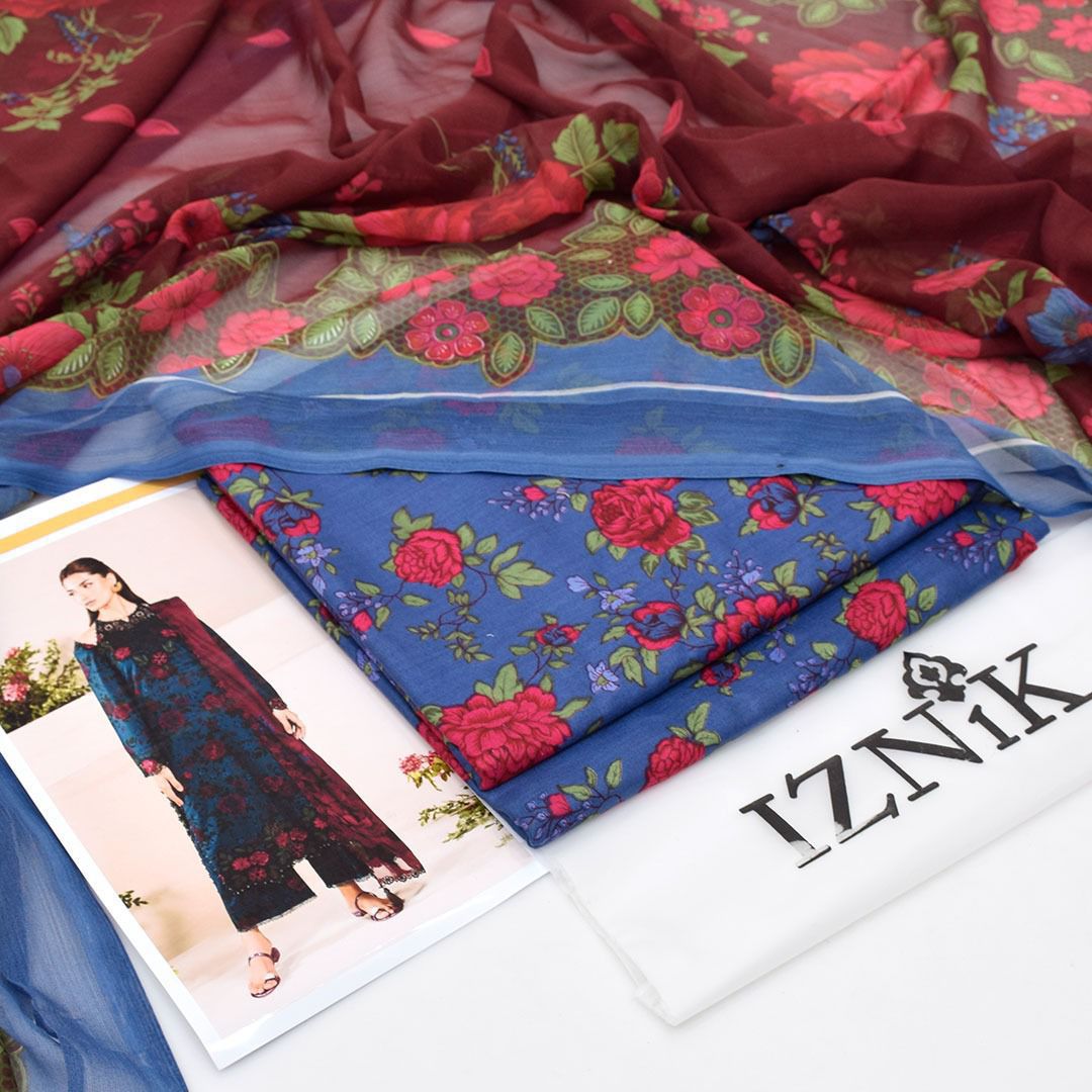 Printed Shiffon Dupatta 3 Pcs D-20