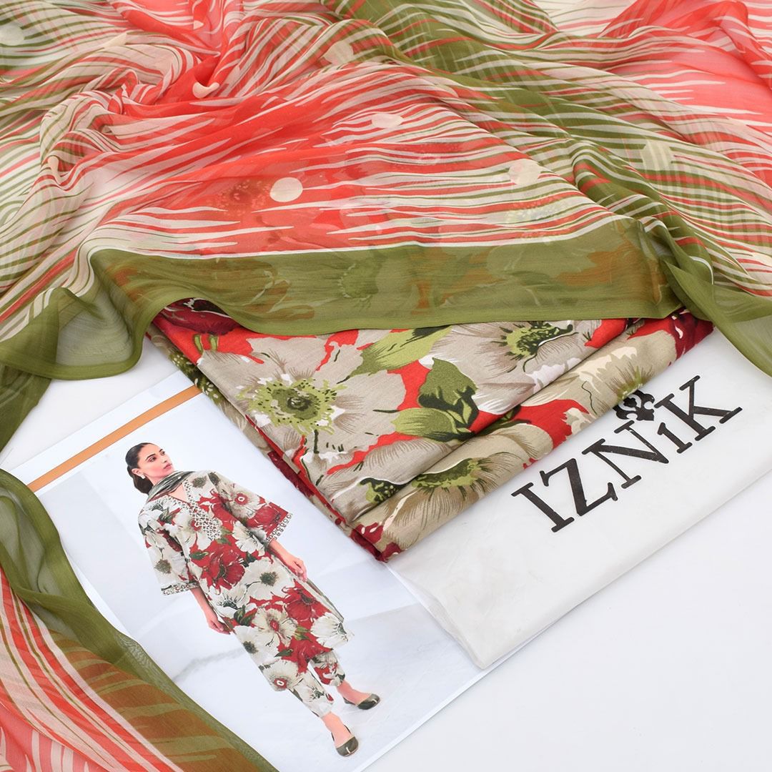 Printed Shiffon Dupatta 3 Pcs D-26
