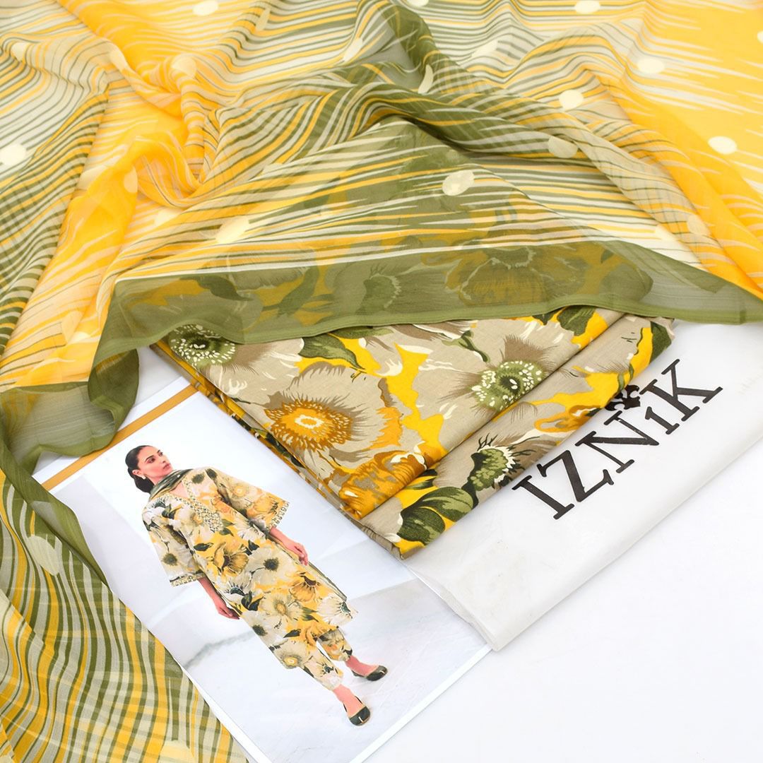 Printed Shiffon Dupatta 3 Pcs D-25