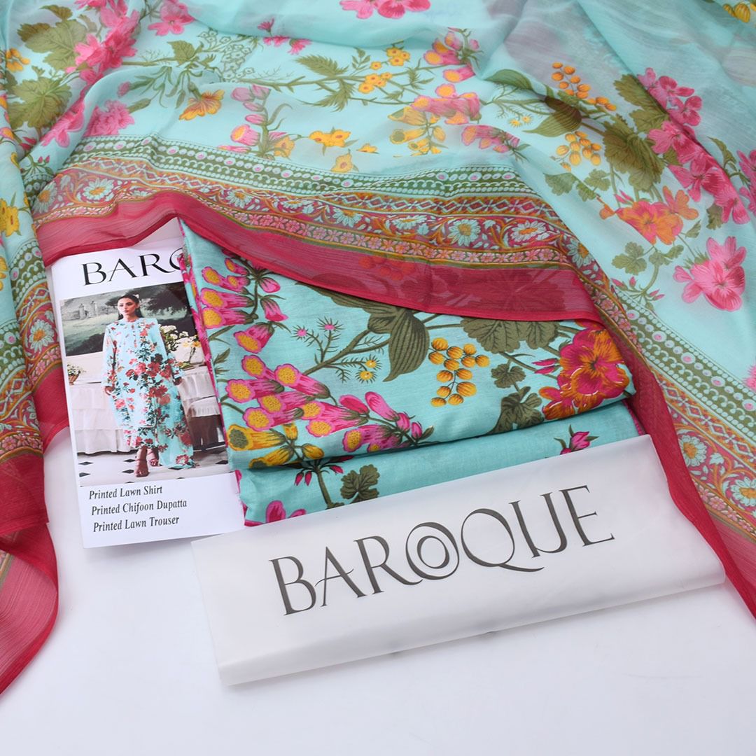 Printed Shiffon Dupatta 3 Pcs D-33