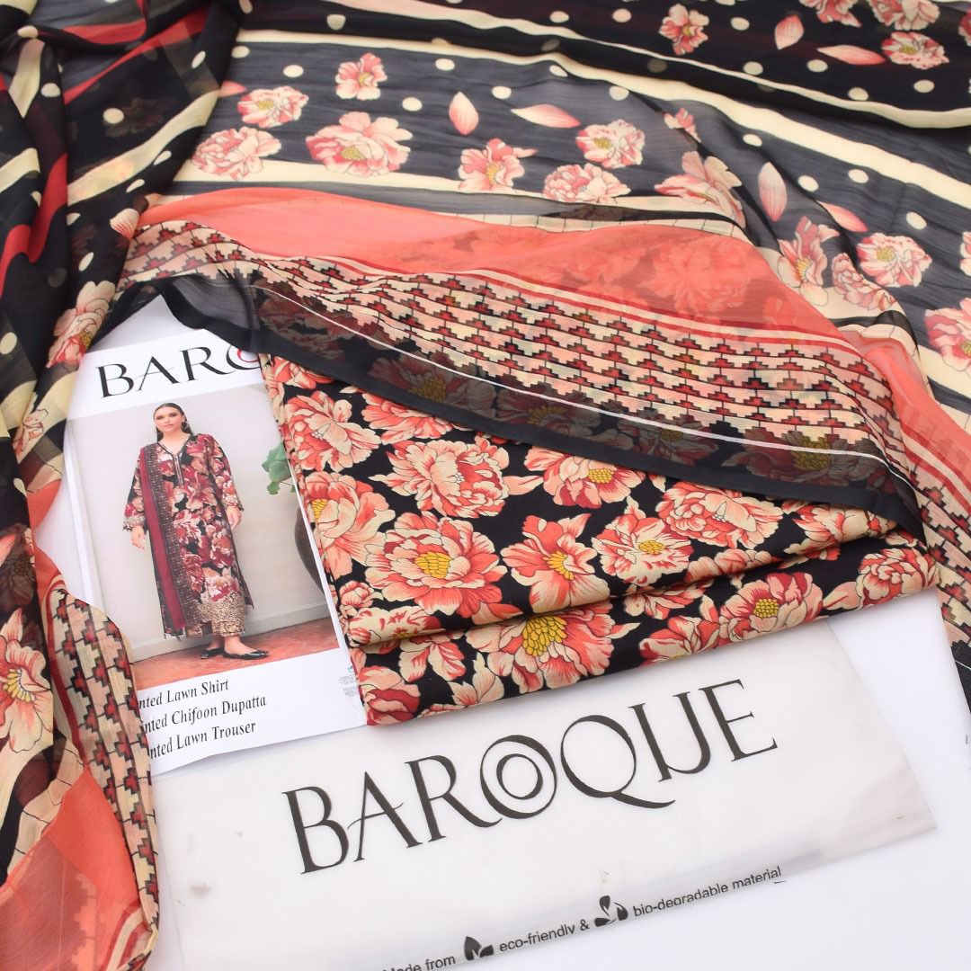 Printed Shiffon Dupatta 3 Pcs D-43