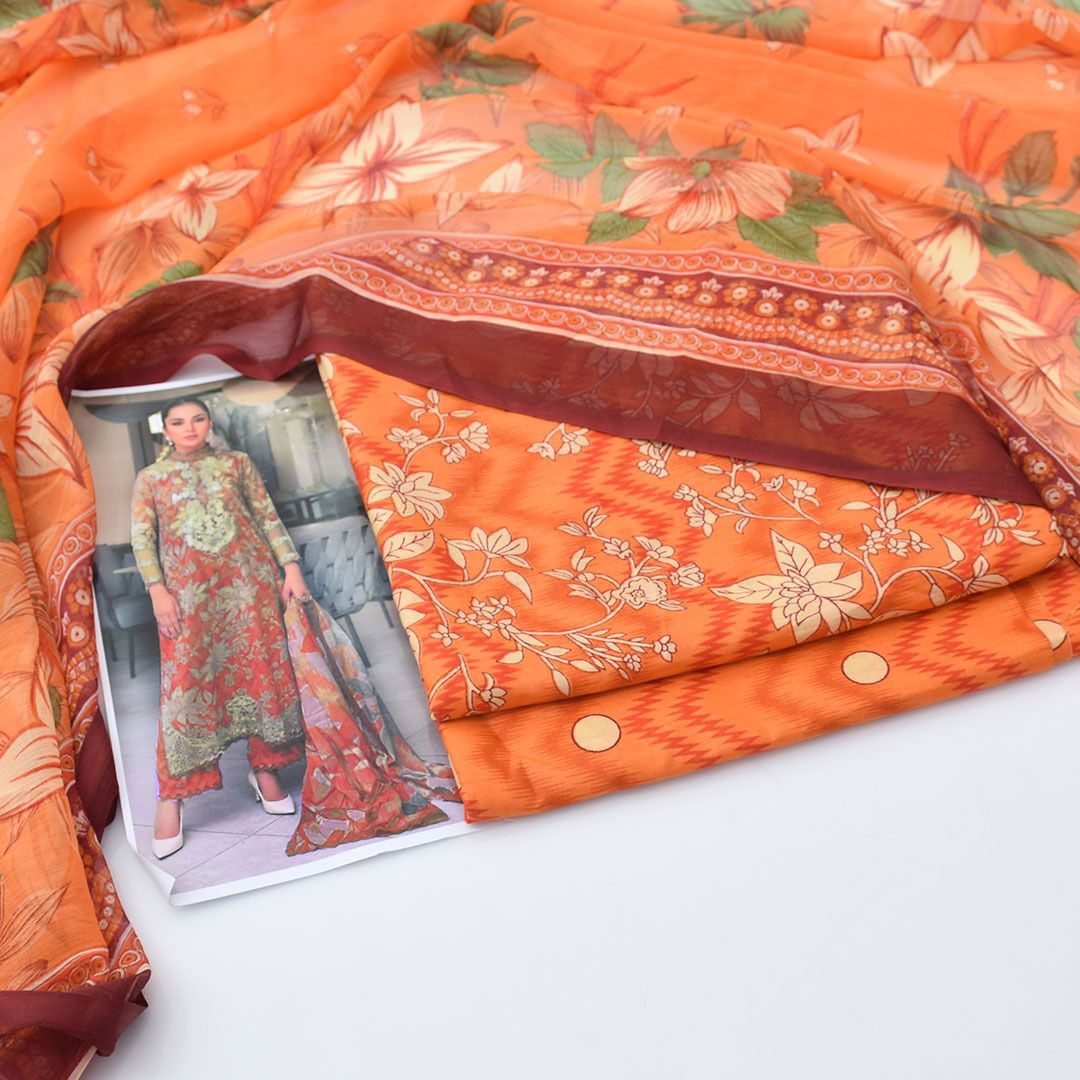 Printed Shiffon Dupatta 3 Pcs D-39