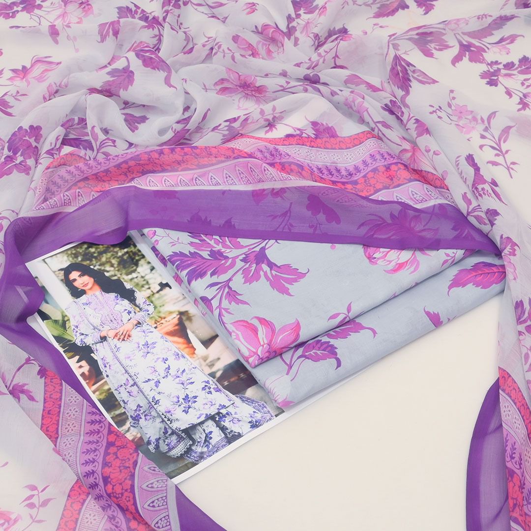 Printed Shiffon Dupatta 3 Pcs D-38