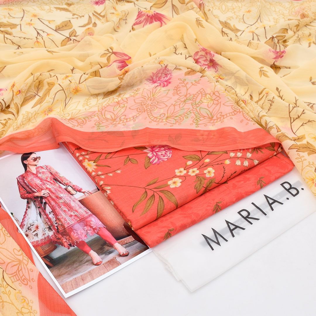 Printed Shiffon Dupatta 3 Pcs D-40