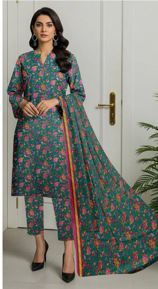Iznik Digital Printed Dhanak 3-Piece Un-Stiched