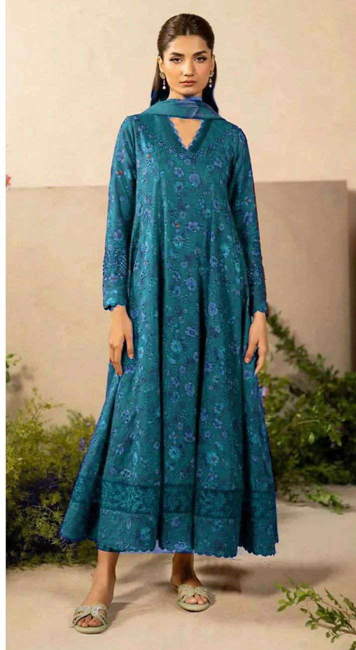 Iznik Digital Printed Dhanak 3-Piece Un-Stiched
