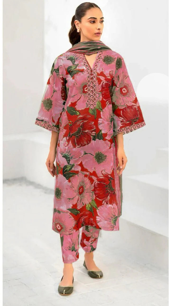 Iznik Digital Printed Dhanak 3-Piece Un-Stiched