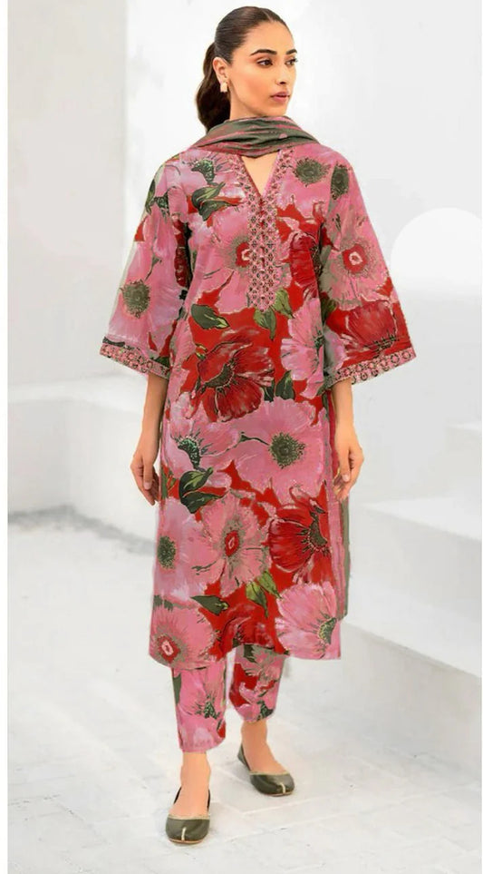 Iznik Digital Printed Dhanak 3-Piece Un-Stiched