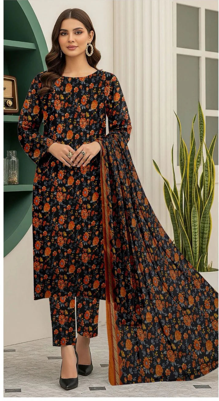 Iznik Digital Printed Dhanak 3-Piece Un-Stiched