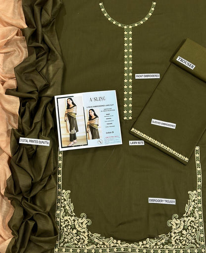 Embroidery Lawn 3 Pcs D-16