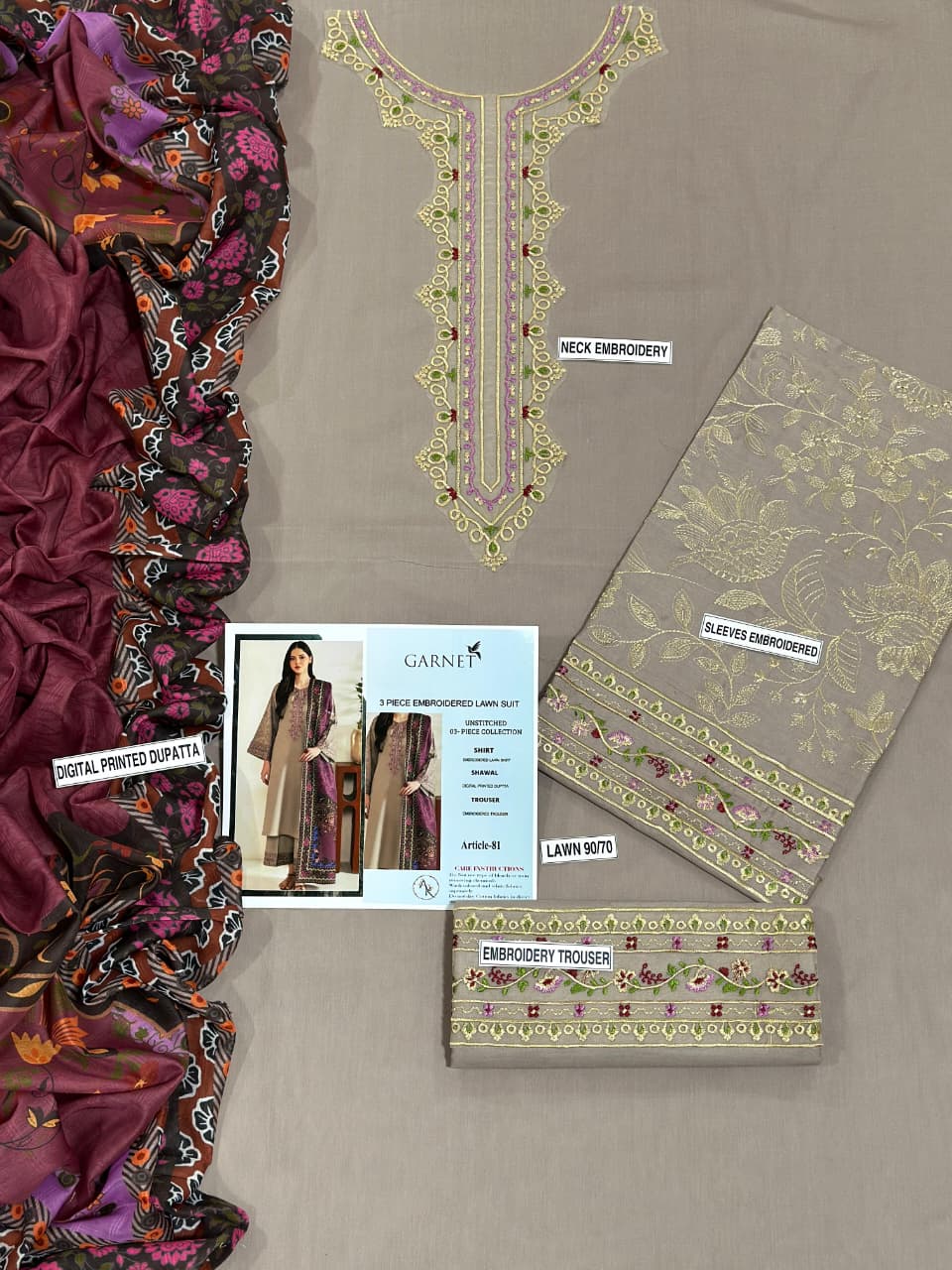 Embroidery Lawn 3 Pcs D-71