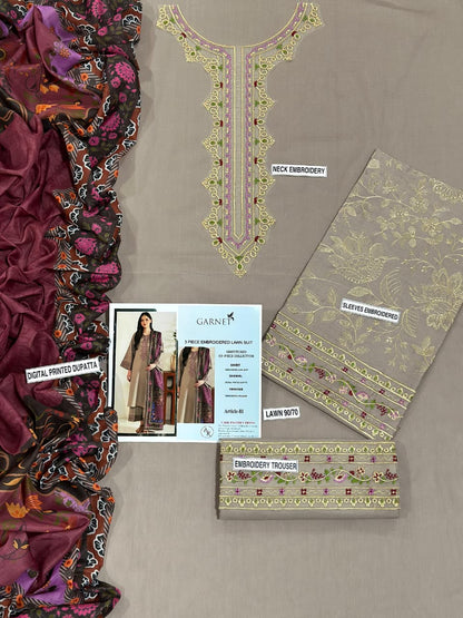 Embroidery Lawn 3 Pcs D-71