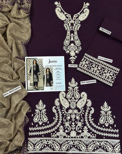 Embroidery Lawn 3 Pcs D-80
