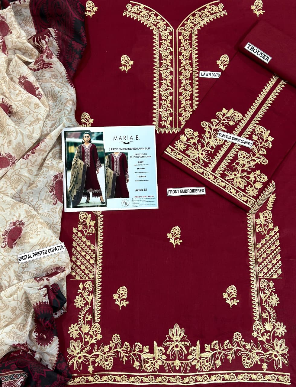 Embroidery Lawn 3 Pcs D-86