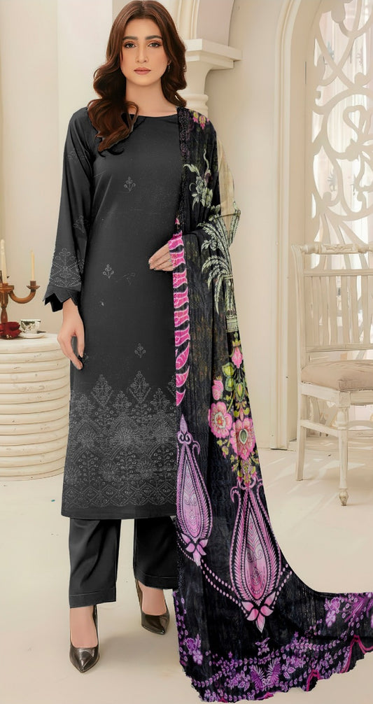 ChickenKari Print Dupatta 3Pcs Lawn D-7