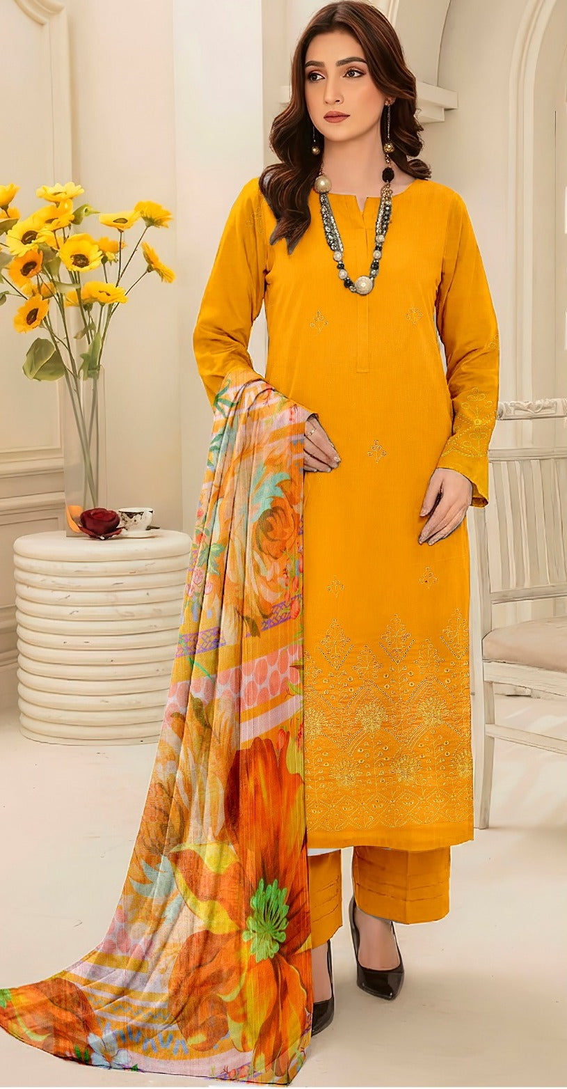 ChickenKari Print Dupatta 3Pcs Lawn D-9
