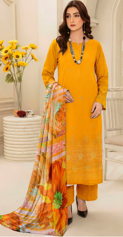 ChickenKari Print Dupatta 3Pcs Lawn D-9