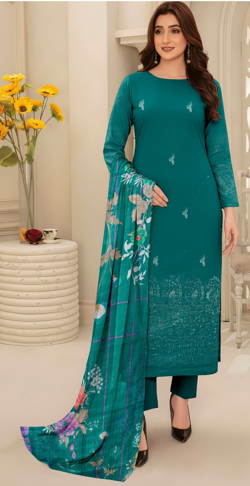 ChickenKari Print Dupatta 3Pcs Lawn D-14