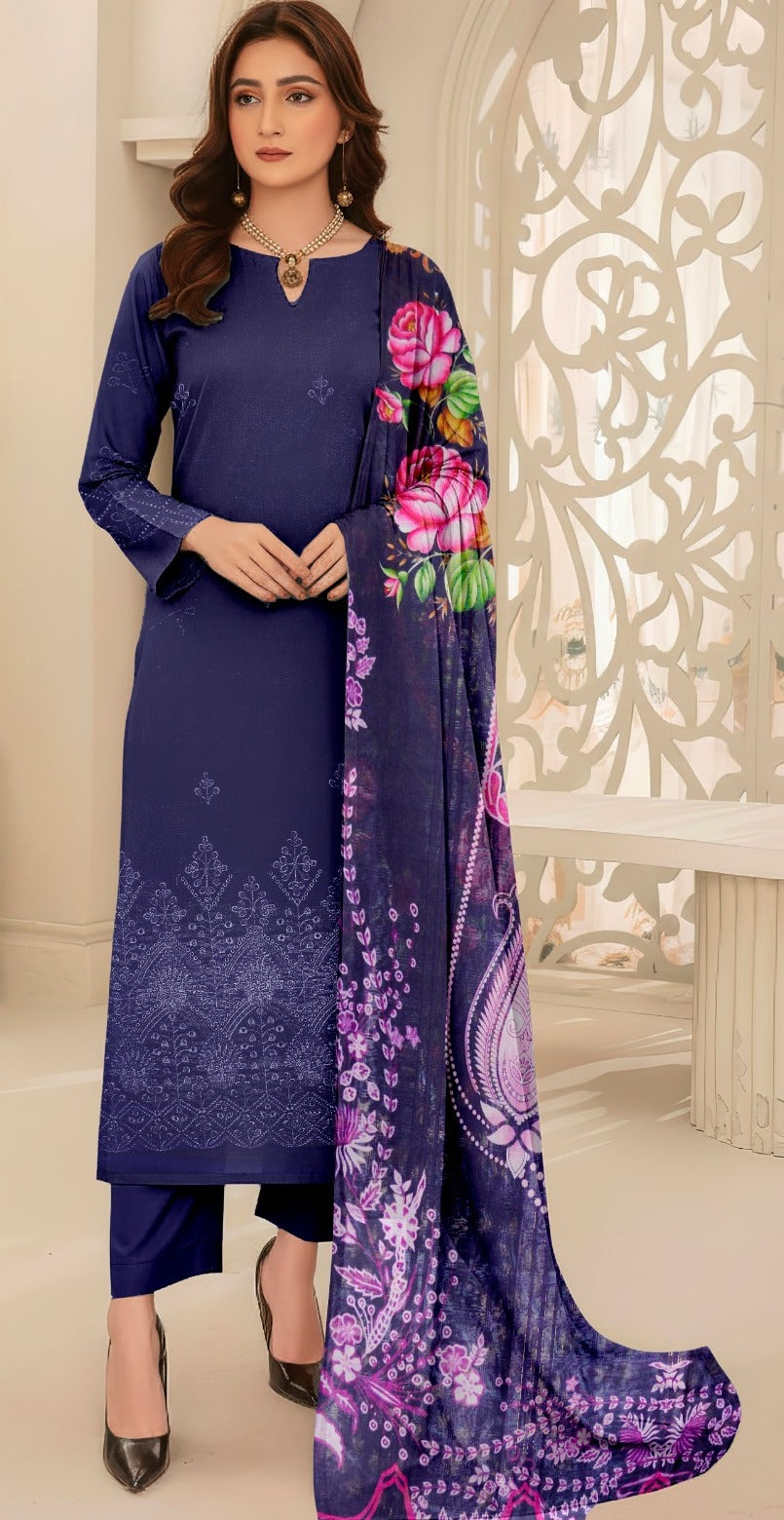 ChickenKari Print Dupatta 3Pcs Lawn D-8