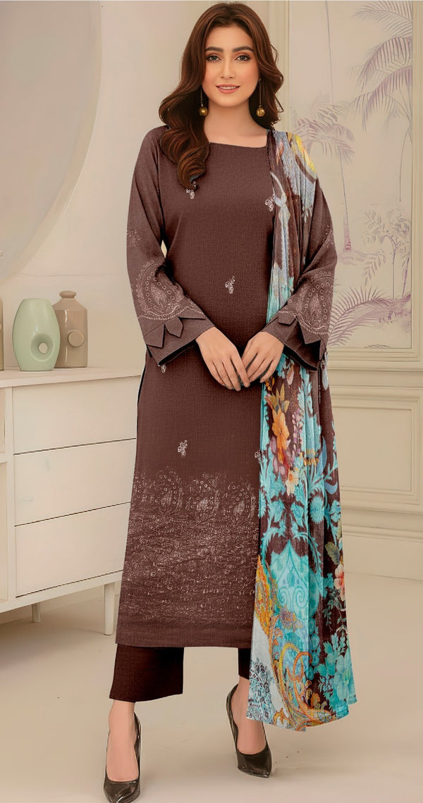 ChickenKari Print Dupatta 3Pcs Lawn D-12