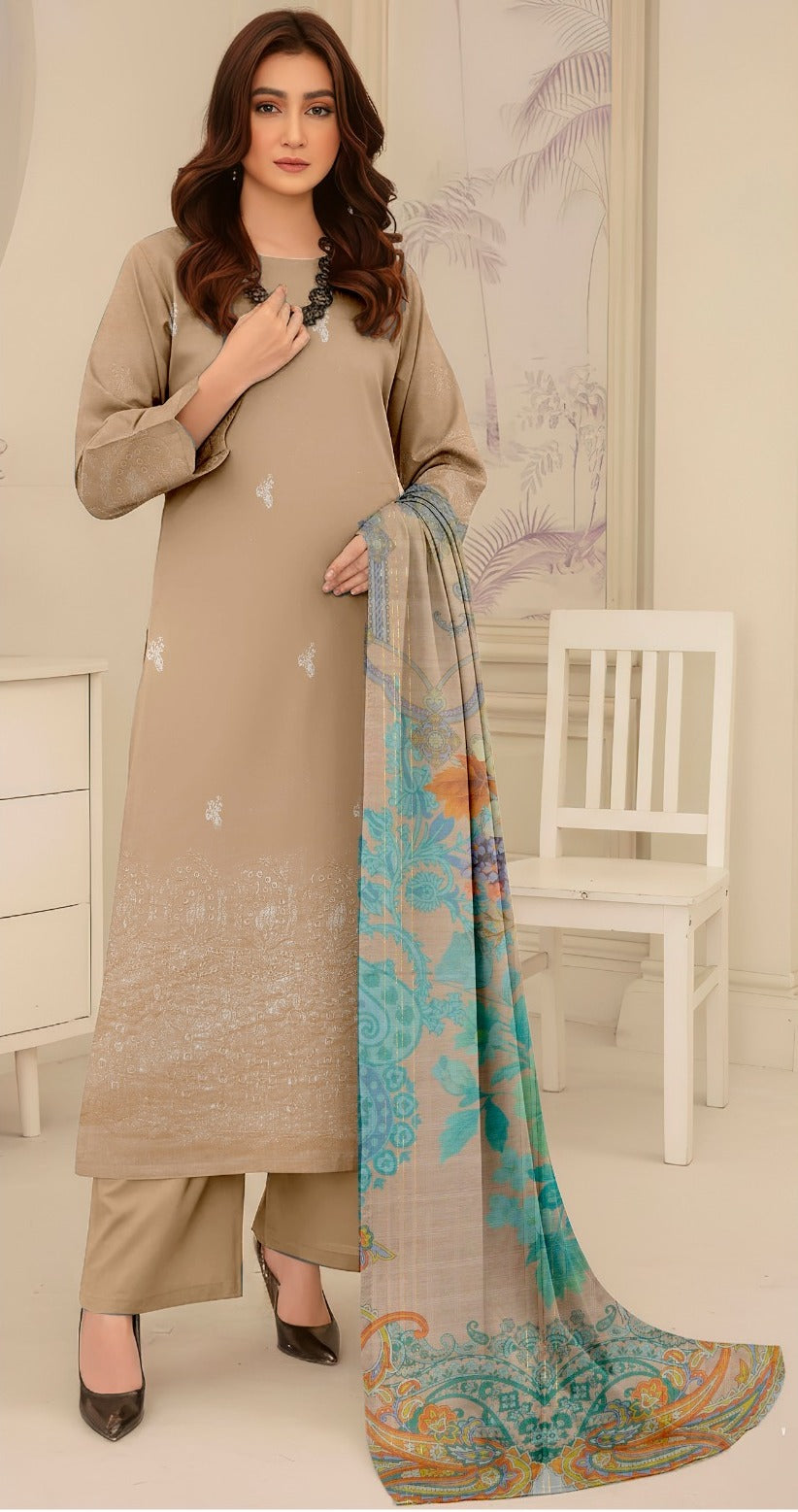 ChickenKari Print Dupatta 3Pcs Lawn D-10