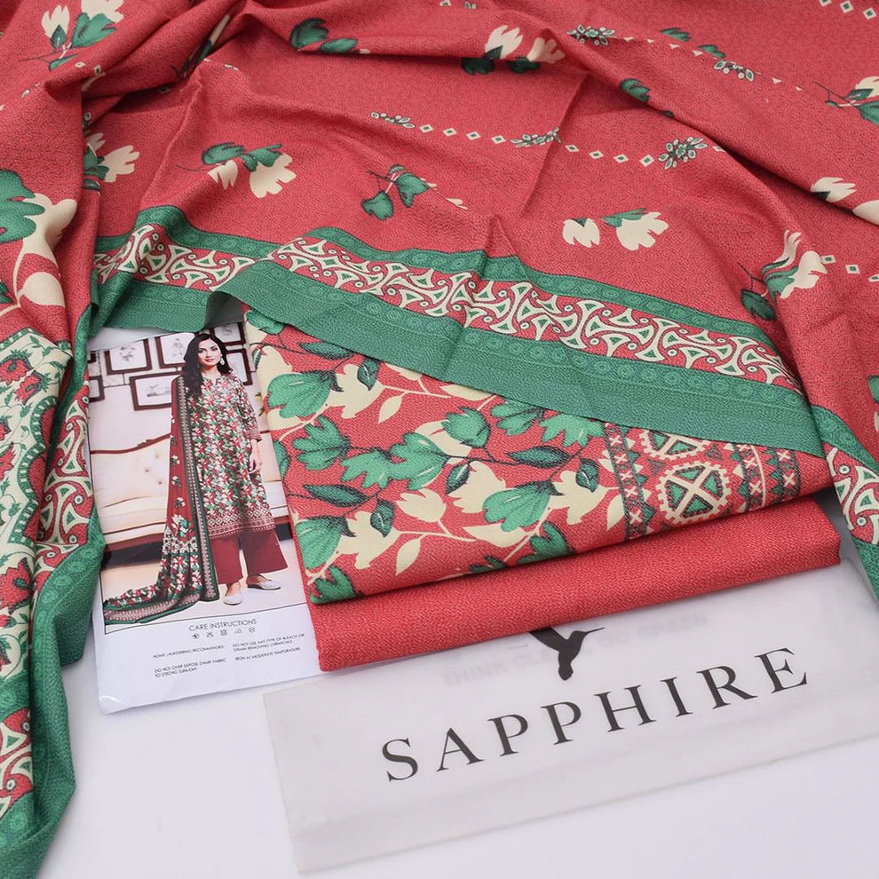 Sapphire Digital Printed Dhanak 3-Piece Un-Stiched