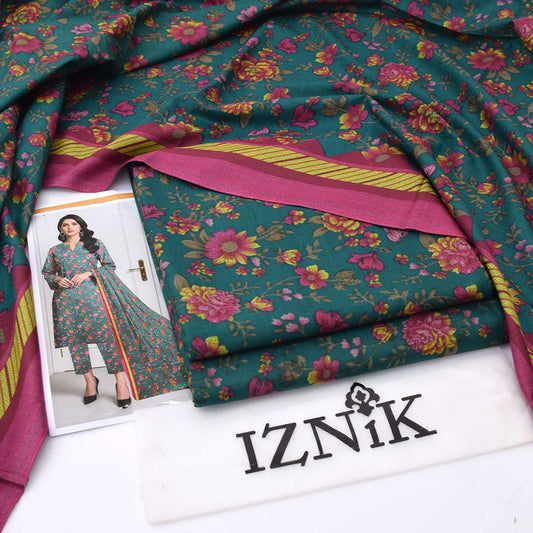 Iznik Digital Printed Dhanak 3-Piece Un-Stiched