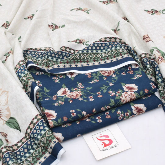 Bin Saeed Lawn 3-Piece - Printed Trouser