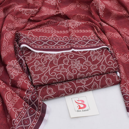 Bin Saeed Lawn 3-Piece - Printed Trouser