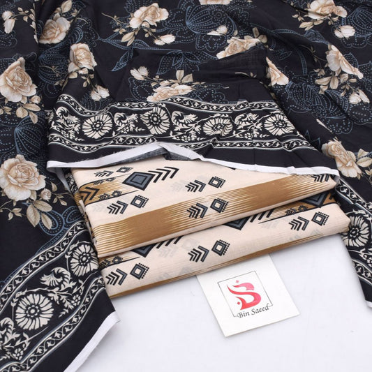 Bin Saeed Lawn 3-Piece - Printed Trouser