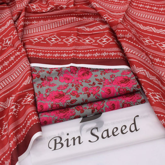 Bin Saeed Lawn 3-Piece - Printed Trouser