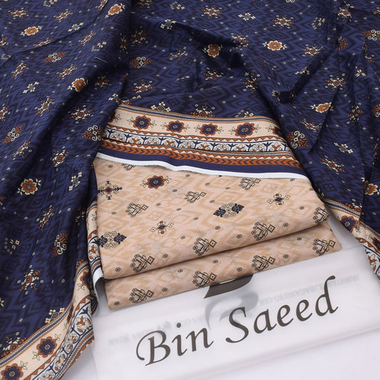 Bin Saeed Lawn 3-Piece - Printed Trouser