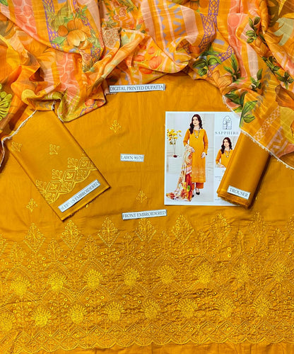 ChickenKari Print Dupatta 3Pcs Lawn D-9