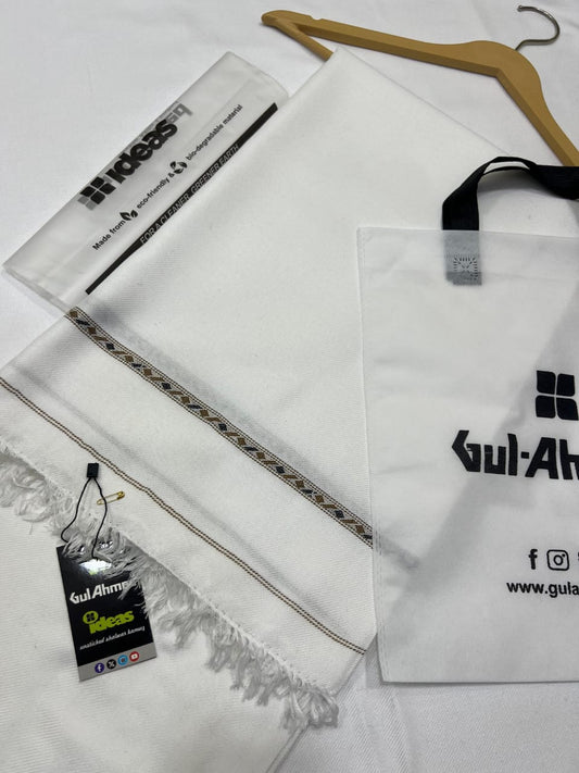 Premium Gul Ahmed Gents Shawl (White)