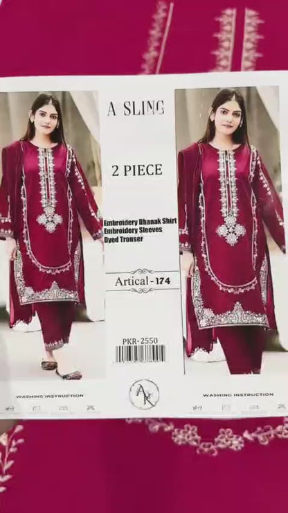 Embroidered Dhanak 2 Piece D-11