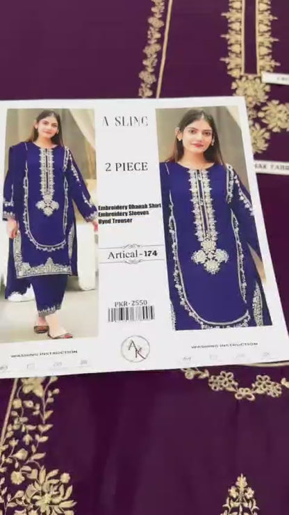 Embroidered Dhanak 2 Piece D-1