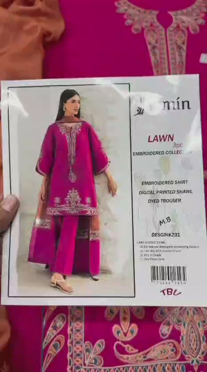Embroidery Lawn 3 Pcs D-17